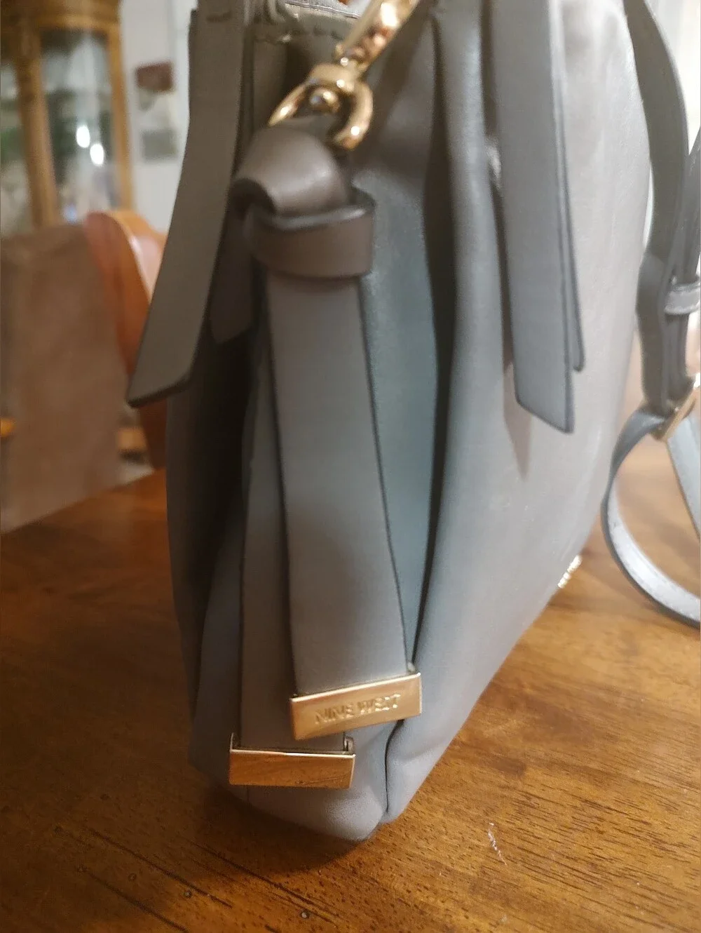 Nine West Gray Crossbody with Gold Hardware